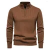Erkek Sweaters 2023 Sonbahar Fermuar Kazaklığı Erkekler Yüksek Kaliteli Sıcak Kış Stand Yakası Pamuk Örme Sweater