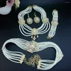 Collana orecchini set Neovisson Marocco moda stile oro colore perla caftano cintura perline braccialetto di cristallo regalo nuziale