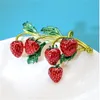 Enamel Strawberry Brooches Fruit cute flower strawberry girl brooch enamel silk scarf buckle clothing DIY Hat Bag Accessories GC2021