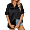 Women's Blouses Fitted Button Down Shirts For Women Summer Ladies Loose BlousesShort Sleeve Shirt Tee Color Long V Neck