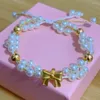 Charm Bracelets Cute Delicate Gold Color Bow Adjustable Bracelet For Women Imitation Pearl Sweet Friend Trendy Jewelry Gifts