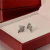 Stud Earrings Pave Wing Clear CZ 2023 Christmas Gift Sterling Silver Jewelry For Woman Party Making