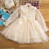 Girl's Dresses Autumn and Winter Girls 'Dress Christmas Elegant Lace Children's Dress Wedding Party Dress Long Sleeve Flower Children's Princess Clothing 230407