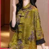 Abbigliamento etnico Camicia jacquard stile cinese Donna 2023 Primavera Autunno Retro Stand Collor Top elegante monopetto