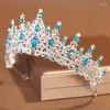 Pinzas para el cabello Tiaras de novia Corona de boda de moda azul claro