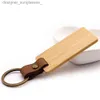 Keychains Lanyards 50pcs Wooden Keychain Rectangular Collectible Key Ring Car Bag Hanging Pendant Painting Crafts Cute Keychain for Women MenL231107