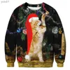 Women's Sweaters Y2K Men Women Ugly Christmas Sweaters Jumpers Tops Kaii Cat Sweater Chest Hair 3D Funny Printed Holiday Party Xmas SweatshirtsL231107