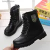 Buty wysokie, skórzane buty dla dzieci Wodoodporna moda dla chłopców w połowie kalkulnej Armii Army Boots Winter Student Student Wojskowe buty T231107