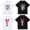 Vlone Men's T-shirts Original Design Logo Summer Cartoon Collarless Short Sleeve Letter Loose Cresatile Tops T-shirts Black White 119