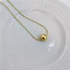 Chaînes Mini chaîne en or petite boule en métal pendentif en acier inoxydable colliers ras du cou pour les femmes élégant hiver cou bijoux cadeau