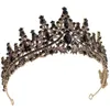 Bandanas Crown Black Rhinestone Bridal Crowns Bride Tiara Headband Wedding Birthday Hair Accessory