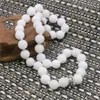 Halsband örhängen set 10 mm runda vita jades chalcedony crystal natursten kvinnor tjej handgjorda halskläder diy mode smycken tillverkning