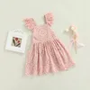 Robes pour filles Robe tutu en dentelle pour bébé et enfant Bébé et fille Manches évasées solides Col en V Patch Costume de travail Robe 100% coton Blanc Rose 1-5T 230407