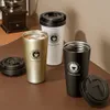 Mugs UPORS 500ML Coffee Cup Creative 304 Stainless Steel Travel Cup Double Wall Vacuum Insulation Roller Wide Mouth Tea Cup 230406