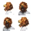 パーティーマスクハロウィーン小道具Adt Angry Lion Head Masks AnimalFL Latex Masquerade Birthday Party Face Mask Drop Delivery Home Garden Fe Dhcul