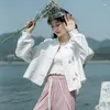 エスニック服2023夏の秋のヴィンテージ長袖中国のトップカーディガンプレートボタンJACQUARD改善されたタングスーツシャツ女性のためのシャツ