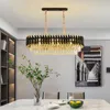 Modern lyx K9 Crystal Chandeliers Black Metal Pendant Light For Living Room Sovrum LED inomhusbelysning Hemdekoration