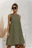 Casual Dresses Summer Women's Tank Top Dress Cotton O-Neck Sleeveless Solid Midi Dress Panel Large Swing Casual Loose Sundress Vesidos 230406