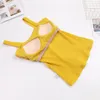 Camisoles Tanks Women's Cotton Pad Bra Women's O-Neck Strapless Chest Pad Women's Sleeveless Basic Shoulder Strap 230407