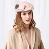 Beret Chic Fascinator Hat Cocktail Pillbox Cap Fashion Diamond Lady Party 100 wol vilt Fedora Cloche 54 58cm 230407