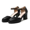 Dress Shoes Ymechic Fashion Summer Dames Heel Black Office Buckle Mary Jane Cute Yellow Party Ladies High Heel Pumps 43