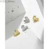 Stud F.I.N.S Korean Woman S925 Sterling Silver Gold Small Heart-Shaped Ear Stud Texture Uneven Piercing Earrings Wedding Fine Jewelry YQ231107