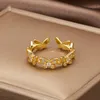 Bagues papillon décontractées pour filles, bijoux brillants en zircone cubique, feuilles géométriques réglables, bijoux minimalistes et délicats, cadeaux