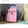 Sacs à dos Sacs d'école japonais brodés pour filles, sac à dos orthopédique en PU avec boucle automatique, Randoseru, cartable de grande capacité pour enfants 2022 Q231108