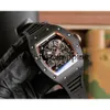 SUPERCLONE Schwungraduhr Richa Milles Armbanduhr Rm055 Weiße Keramik Automatische mechanische transparente Kohlefaseruhr222 Montres de Luxe