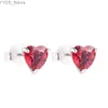 Stud Valentines Day New 925 Sterling Silver Red Heart Stud Earrings for Women Original Jewelry Wedding Ear Brincos Free Shipping YQ231107