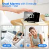 Timers Projection Alarm Clock Large Digital LED Display Clock Snooze FM Radio USB Clock with 180° Rotatable Projector, all-in-one study, office, living room Bedroom