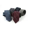 Groom Tie Narrow Version Cotton Linen Necktie Male 6cm Formal Wear Business Casual Check tie