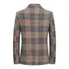 Men's Suits Jacket For Me Spring And Autumn Middle-aged Suit Casual Single-piece Top Clothes Plaid Blazer Men Shiny