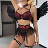 Sexy Bra And Panties Lingerie Halter Embroidery Lace Women S Underwear Transparent Skirt Erotic Brief Set Porno Costumes