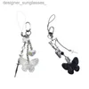 Porte-clés Lanyards KeyChain Cadeau Coeur Cross-KeyRing Y2K Chaîne de téléphone Sac à main-Tag Femmes Fille Adolescent Blanc Noir Papillon-PendentifsL231107