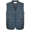 Männer Westen Plus Größe 6XL 7XL Männlich Casual Sommer Baumwolle Denim Weste Ärmellose Jacke Multi Pocket Pograph Weste Chaleco hombre