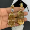 925 Argent Aiguille Palais Style Pipa Qin Gland Boucles D'oreilles Femmes Mode Vintage Cage À Oiseaux Grille Zircon Haut De Gamme Lumière Luxe Charme Bijoux