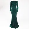 Casual Dresses Green O Neck Full Sleeved Maxi Dress Stretchy Sequined Night Party Floor Length