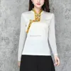 Ubranie etniczne 2023 Chiński styl retro górny z siatki z długim rękawem Sprężyna i jesień tybetańskie kobiety luźne eleganckie bluzkę