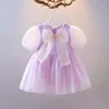 Meisjesjurken Baby Fairy Dress 10m-5y Children's Big Bow Purple Garen