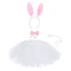 Clothing Sets 2023 Kids Girls Easter Costume Set White Tutu Skirt Ears Headband Plush Tail Bow Tie Halloween Party Supplies