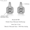 Stud Kutpf Fashion 1Carat Square Moissanite Diamond Stud Earrings for Women 925 Sterling Silver Ear Studs Earring Fine Jewelry YQ231107