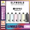 Original ELFWORLD i15Pro 12000 12K Puff 12000 12K Screen Display Rechargeable Disposable E Cigarettes Vape Pen Mesh Coil With 600mAh Battery 18ml VS ELF WORLD 12000