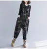 Damesjeans Ethnic Woman Suspenders enkellengte broek één stuk 2023 lente en zomer losse mode retro print bloemen jumpsuit