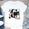 Kvinnors T-skjortor harajuku skjorta Summer Fashion Girl Bag Tryckt damer T-shirt Casual Kort ärm Kvinnliga kläder Top Tee White Tshirt