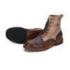 Botlar el yapımı en kaliteli vintage İngiliz erkek ayakkabıları sonbahar kış araçları inek deri ayak bileği karışık renkler çöl motosiklet boot