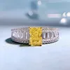 Vintage Topaz Diamond Ring 100% Real 925 Srebrny Party Wedding Pierścienie dla kobiet Bridal Promise Prezent biżuterii