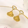 Pendientes de moda con diseño de trébol, aretes de amor a la moda, joyería de diseño clásico, accesorios de acero inoxidable