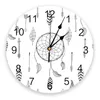 Wall Clocks Dream Catcher Black White Round Clock Creative Home Decor Living Room Quartz Needle Hanging Watch