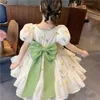 Girl s Dresses Kids Girls 2023 Summer Bow Princess Children Solid color Clothing Baby Wedding Party 230407